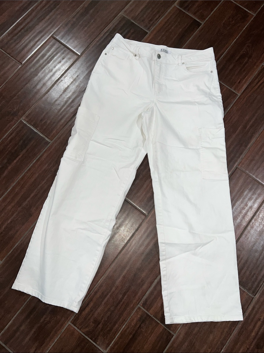 d. jeans White Straight-Leg Cargo Jeans